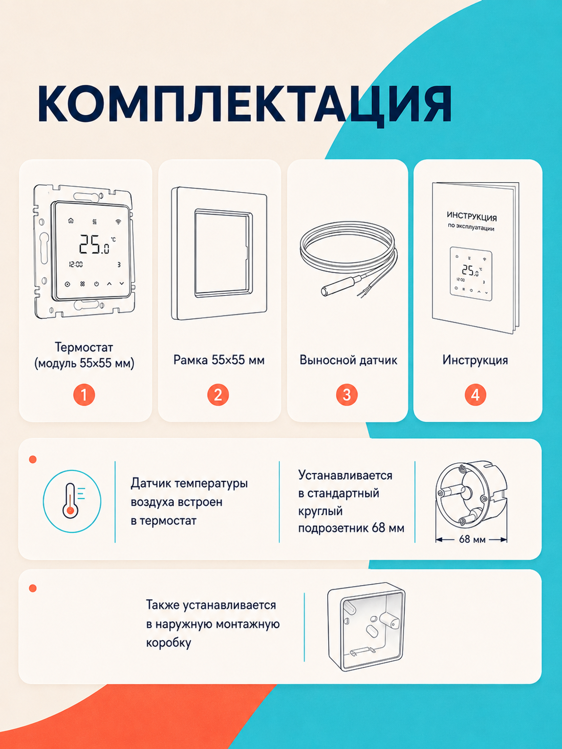 Терморегулятор SHTEIN X3.03 WHITE, фото 2